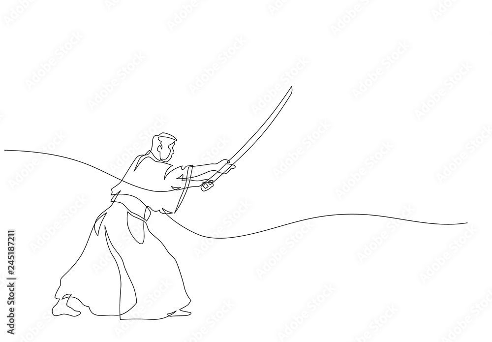 Fototapeta premium Japanese fencing master(kendo)