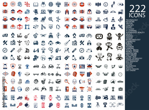 Digital vector 222 simple icons set