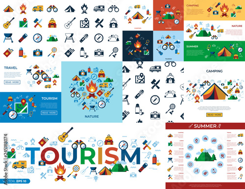 Digital vector summer camping sport
