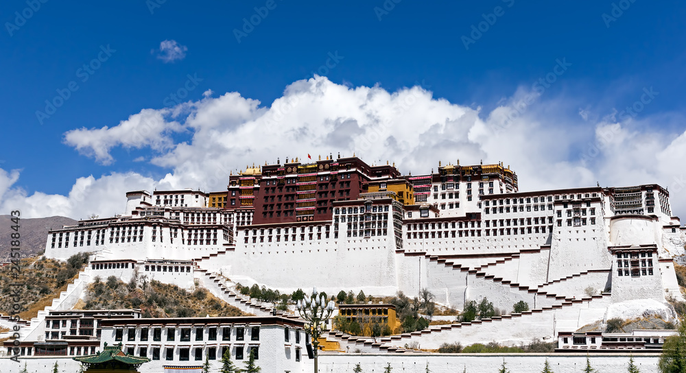 Famous Potala palace. World Heritage site, former Dalai Lama residence in Lhasa - Tibet