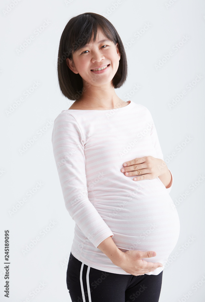 Asian pregnant women theme,White background in studio Asian pregnant women theme,White background in studio