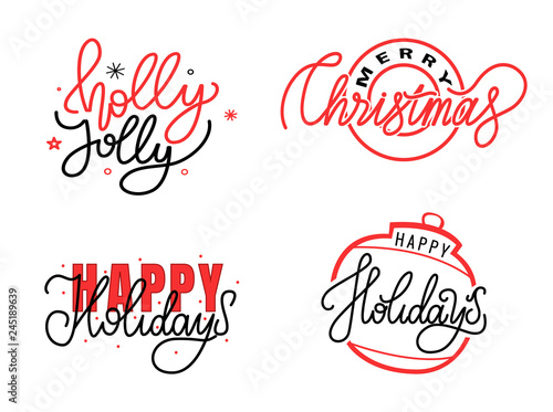 Holly Jolly, Merry Christmas, Happy Holidays Text