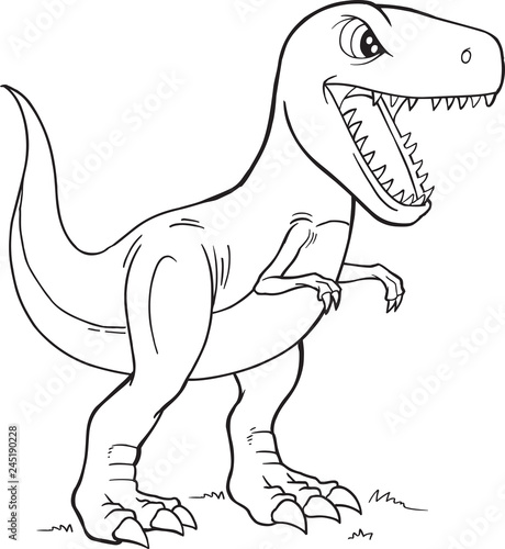 Tyrannosaurus rex dinosaur coloring page vector illustration