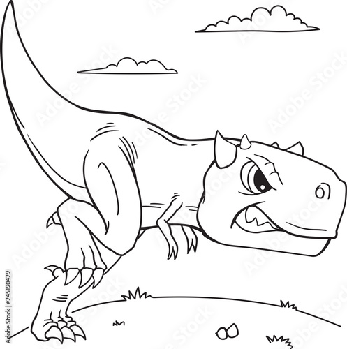 Carnotaurus Dinosaur Coloring Page Vector Illustration Art