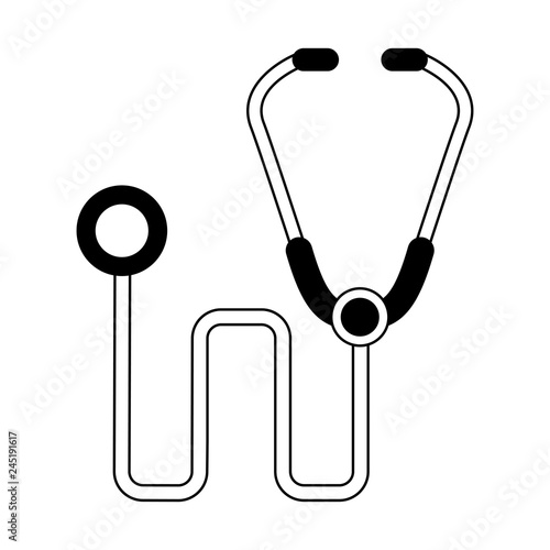 Medical stethoscope symbol black and white