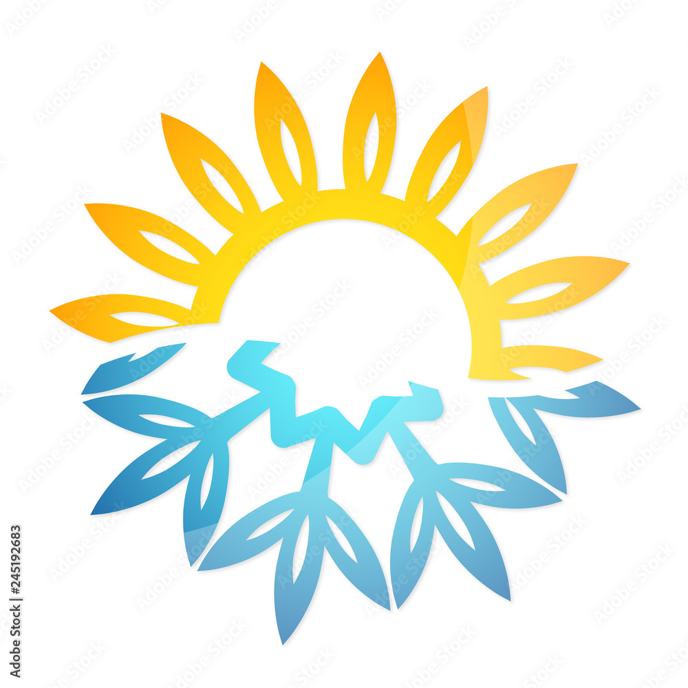 Snowflake and sun heating cooling vector design Snowflake and sun heating cooling vector design