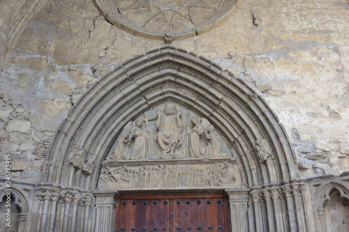 close up of Entrance door of San Salvador church, Sanguesa, Navarra, Spain photo