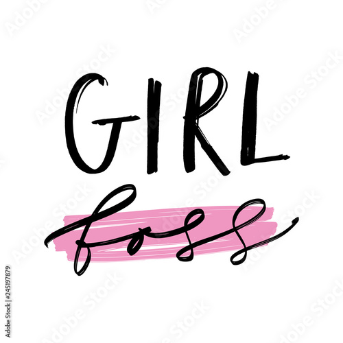 Hand lettered girl boss print. Unique stylish gift design. Vector Illustration, isolated on white background.