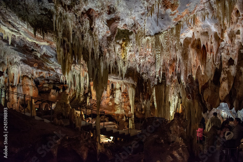 A shot inside the Cuevas del Aguila stalactite cave in Avila, Spain