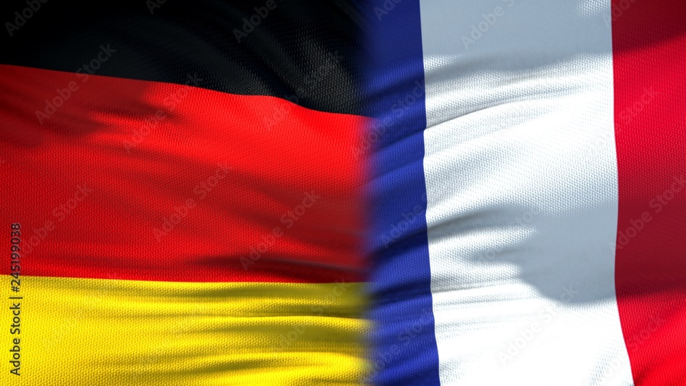 Germany and France flags background, diplomatic and economic relations