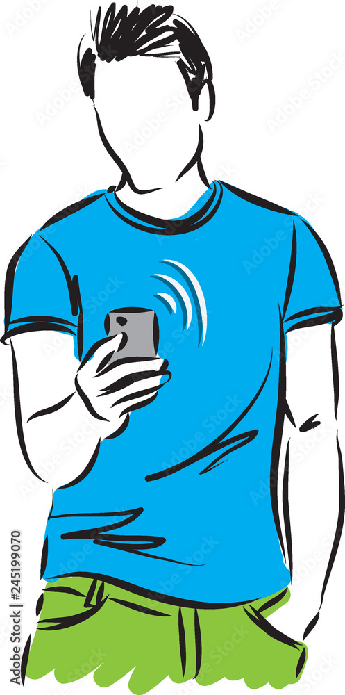 man with cellphone vector illus