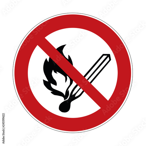 fire forbidden sign - caution, warning sign - vector illustration ,