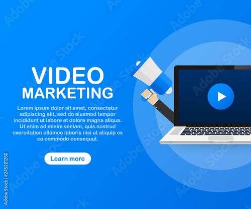 Video marketing icon concept. Making money from video with social network communication. Vector illustration.