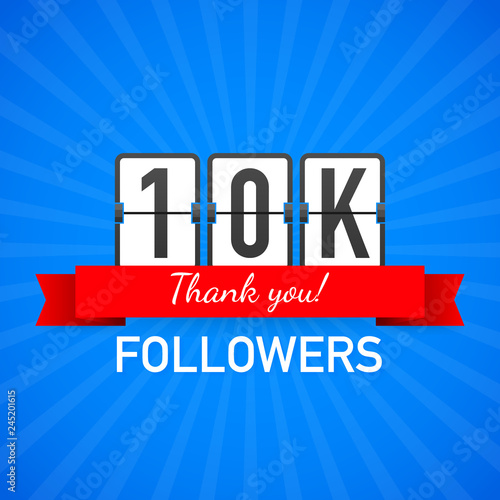 10k followers, Thank You,  social sites post. Thank you followers congratulation card. Vector illustration.