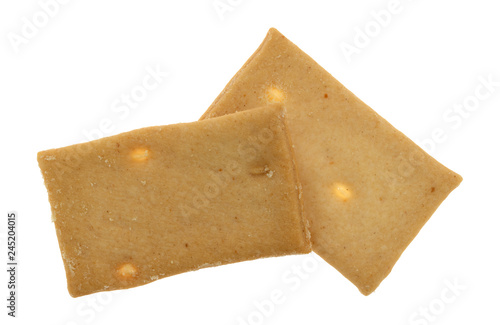 Tableau sur toile Cheese flavor crostini crackers on a white background.