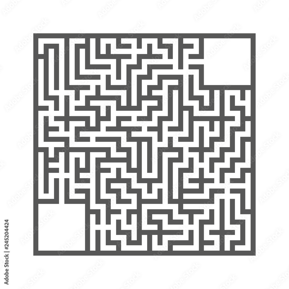 Abstract square maze. Game for kids. Puzzle for children. Labyrinth conundrum. Flat vector illustration isolated on white background. Abstract square maze. Game for kids. Puzzle for children. Labyrinth conundrum. Flat vector illustration isolated on white background.