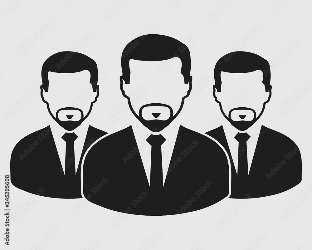Business Team Icon. Employees behind the leader. Flat style vector EPS. Business Team Icon. Employees behind the leader. Flat style vector EPS.