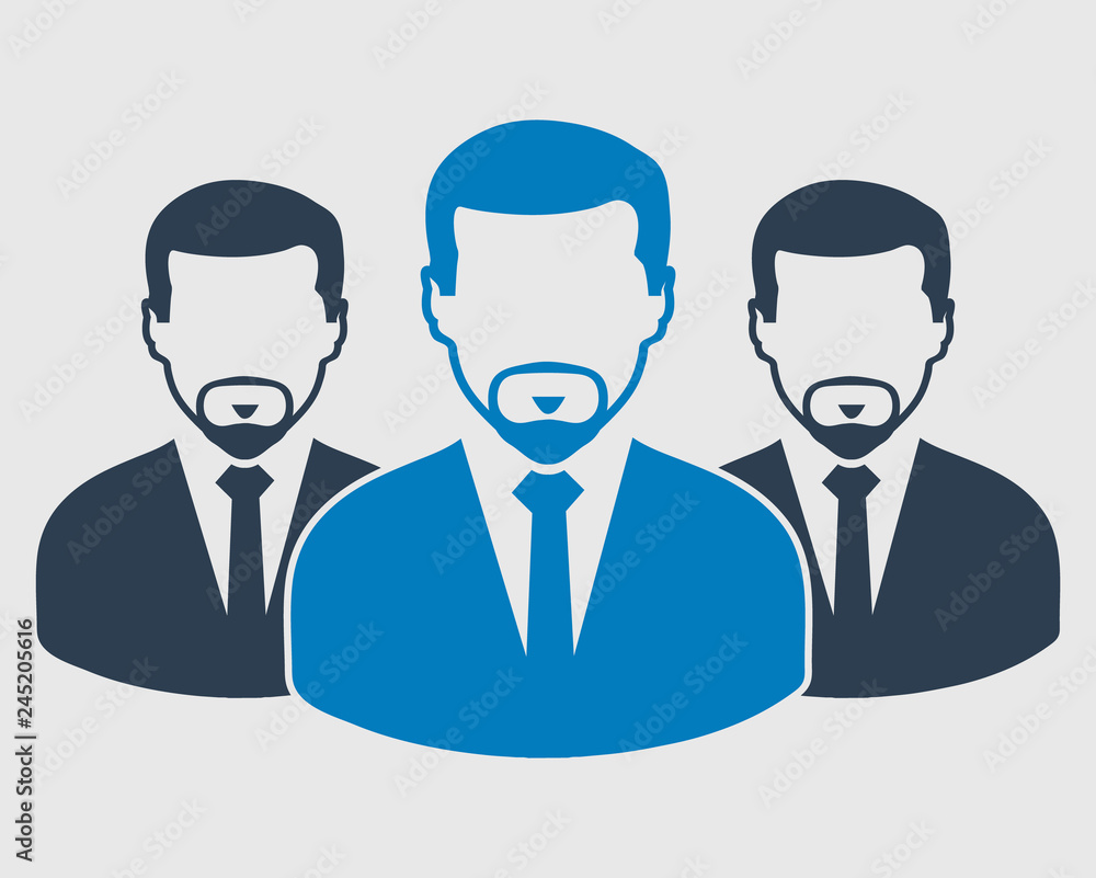 Corporate Team Icon. Employees behind the leader. Flat style vector EPS. Corporate Team Icon. Employees behind the leader. Flat style vector EPS.