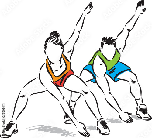 man and woman workout fitness vector illustration