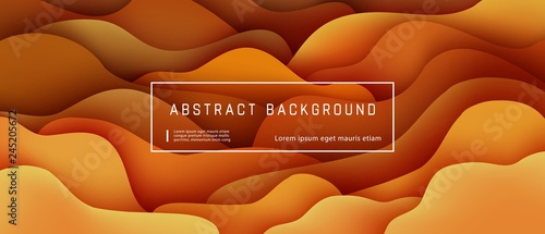 Abstract background with expressive orange, brown wave motion flow and liquid shapes composition. Gradient fluid abstract background template, vector illustration.