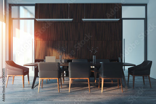 Obraz na plátně Bright modern conference room interior. 3d rendering.