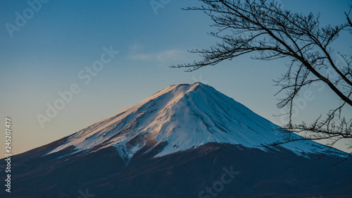 Serene Water Lake Fuji Mountain View Background ; Fantastic Travel In Japan