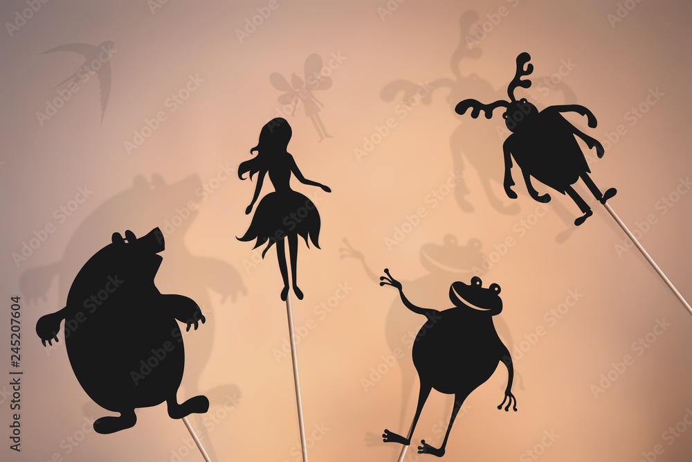 Thumbelina storytelling, shadow puppets Stock Illustration | Adobe Stock