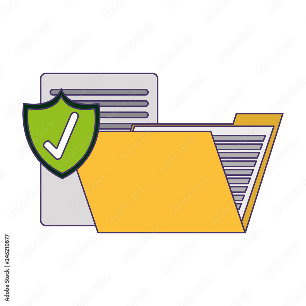 folder with documents protected blue lines folder with documents protected blue lines