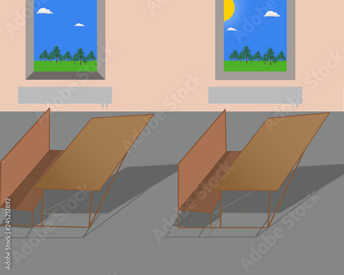school class with desks