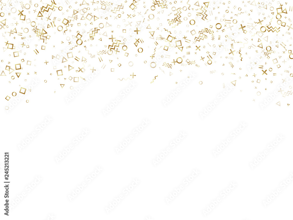 Memphis style geometric confetti vector background of triangle circle square shapes, chevron wavy lines. Memphis style geometric confetti vector background of triangle circle square shapes, chevron wavy lines.