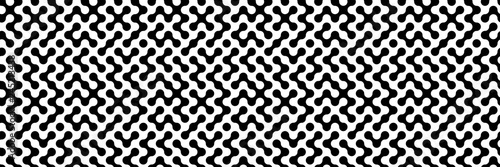 Abstract Black and White Seamless Geometric Pattern with Circles. Tiled Wall in Chessboard Style. Wicker Structural Texture. Raster Illustration