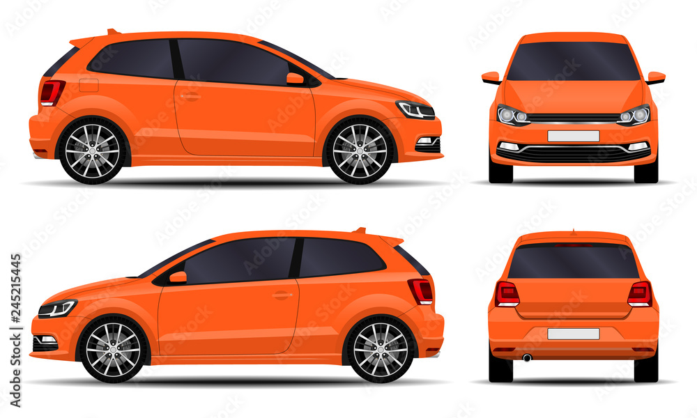 Fototapeta premium realistic car. hatchback. front view, side view, back view.
