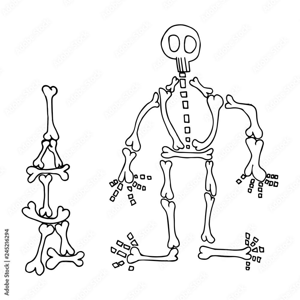 cartoon skeleton child drawn illustration cartoon skeleton child drawn illustration