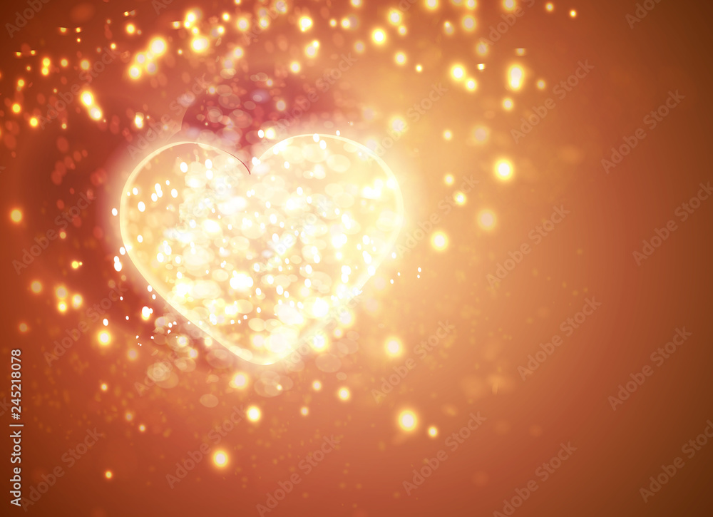 Shiny heart. Soft beautiful background for Valentines Day design