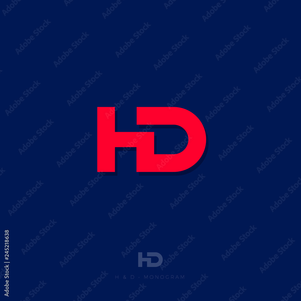 H and D letters. H, D red monogram. Web, user interface icon. H and D letters. H, D red monogram. Web, user interface icon.