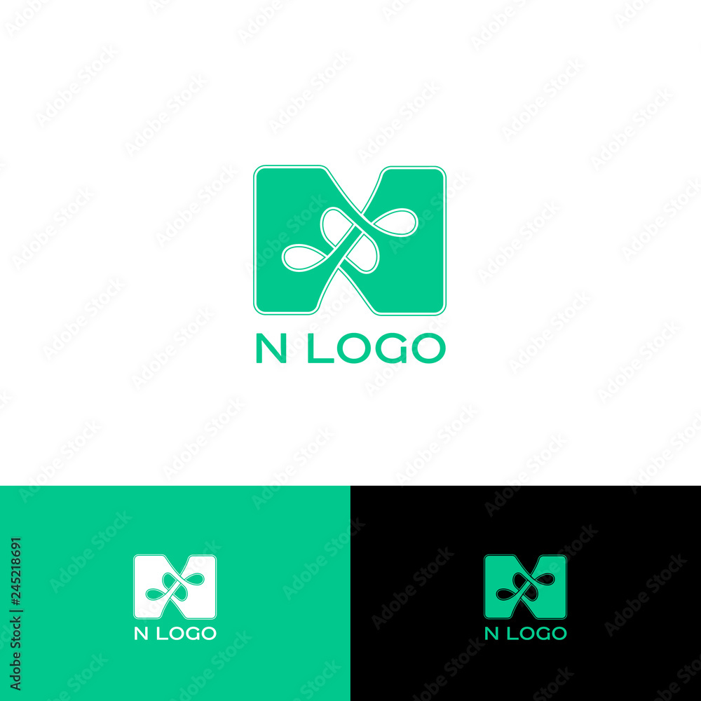 N logo. N letter monogram consist of interlaced, crossed elements. Flat linear style emblem. Nature icon. N logo. N letter monogram consist of interlaced, crossed elements. Flat linear style emblem. Nature icon.