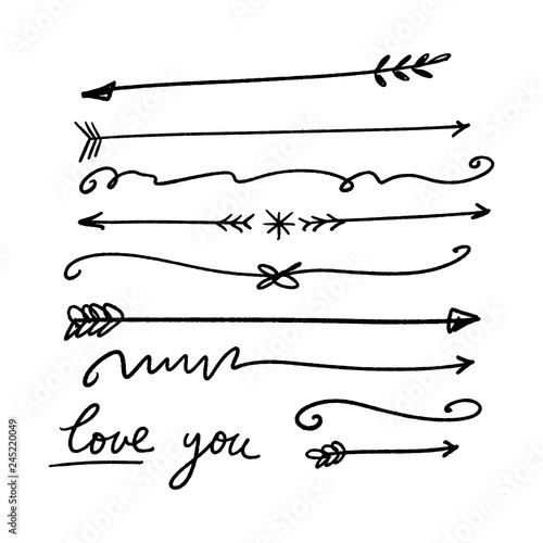 Bohemian hippie style wedding stickers, vector collection.
