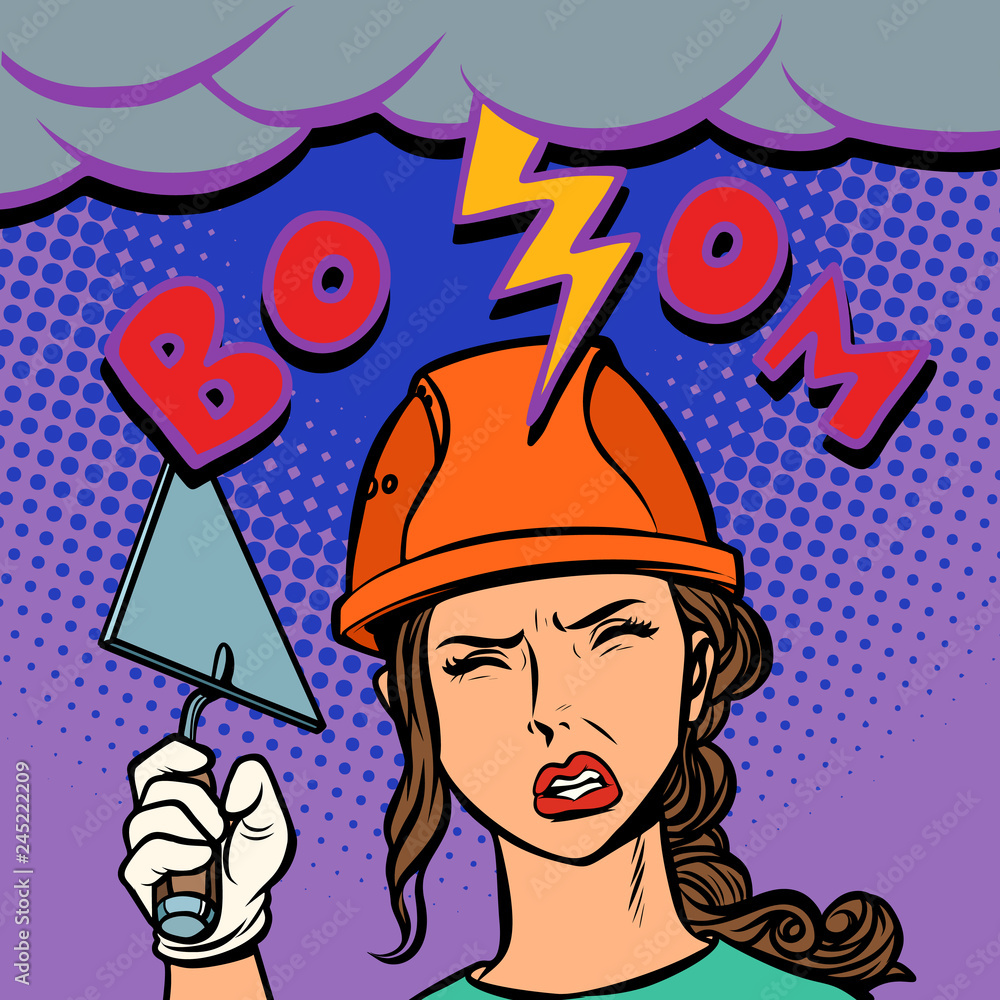 woman builder lightning beats on the head woman builder lightning beats on the head