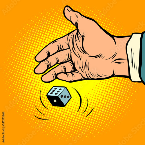 hand throws dice
