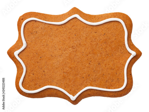 Gingerbread Label Cookie Isolated on White Background