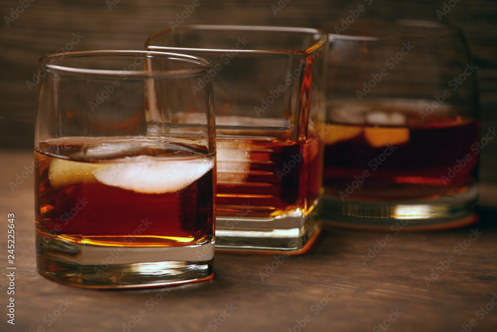 ice whiskey glass wooden background ice whiskey glass wooden background