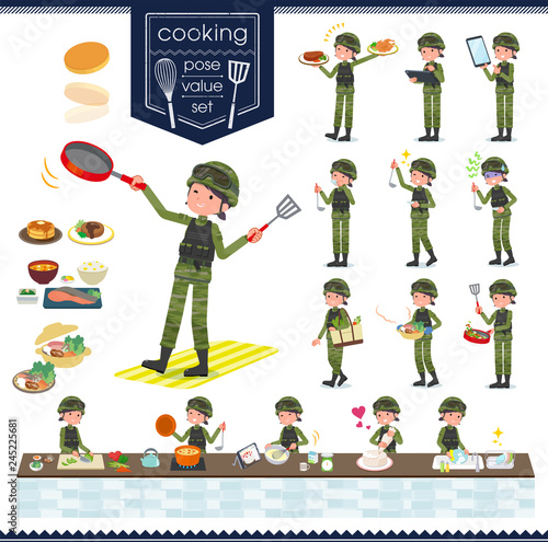 flat type military wear women_cooking