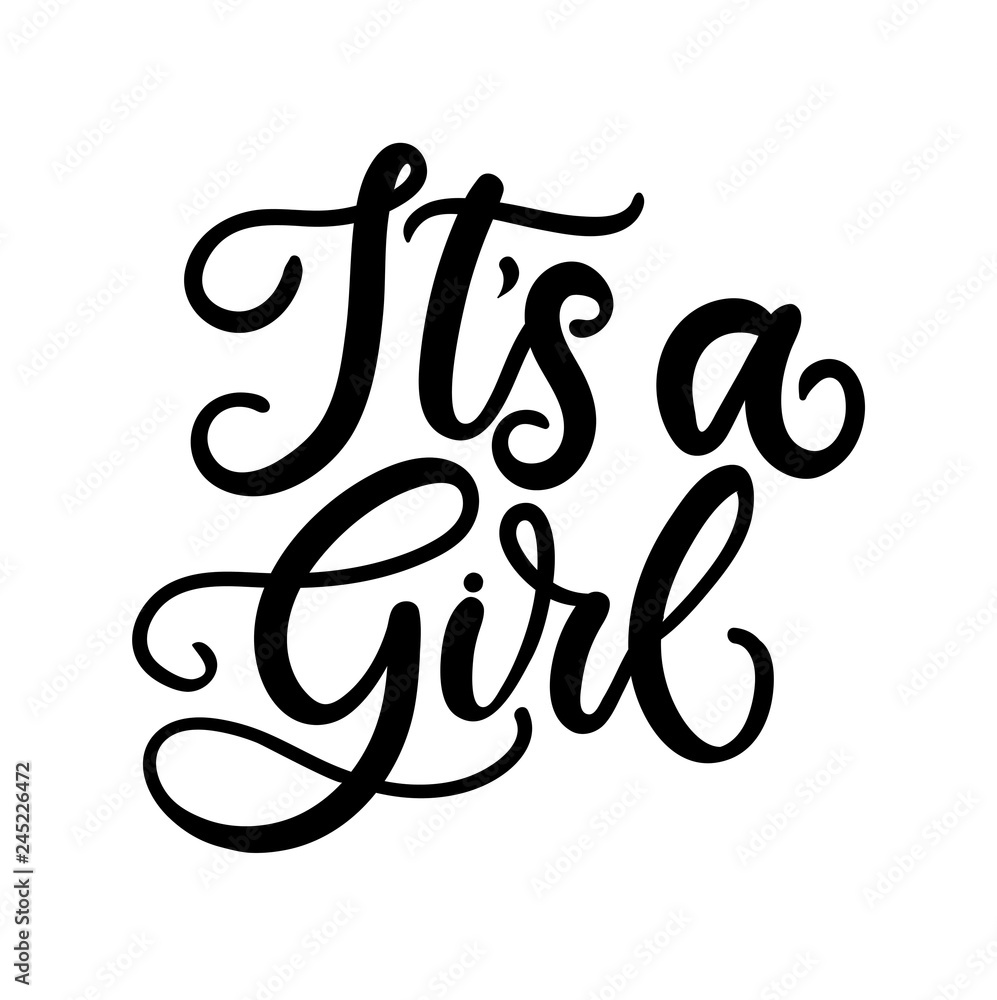 It's a girl lettering card for baby shower invitation or poster. Vector ...