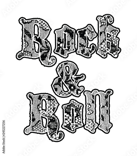 Rock print with metal studs in vector.