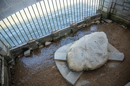 Plymouth Rock where the pilgrims landed in MA