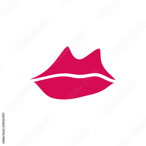 Vector hand drawn lips symbol, logo or label, print for clothes and other, element for design and other.