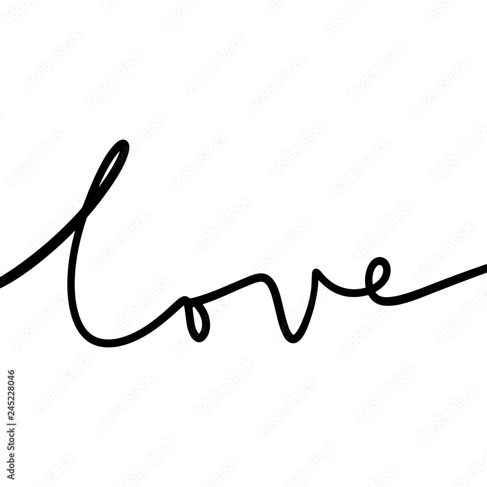 One line love text banner. Vector and jpg image, clipart. One line love text banner. Vector and jpg image, clipart.
