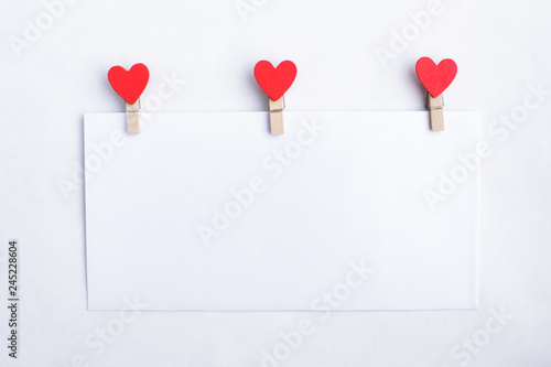  white text space with clothespins and hearts decor