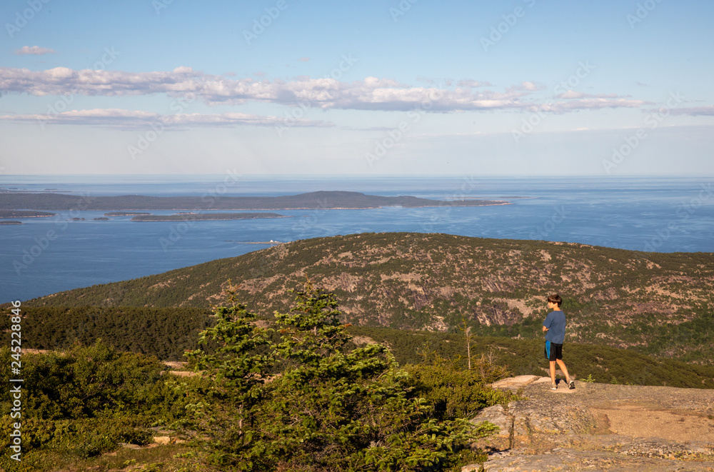 Top of Cadillac Mountain on Maine coast in Acadia National Park
