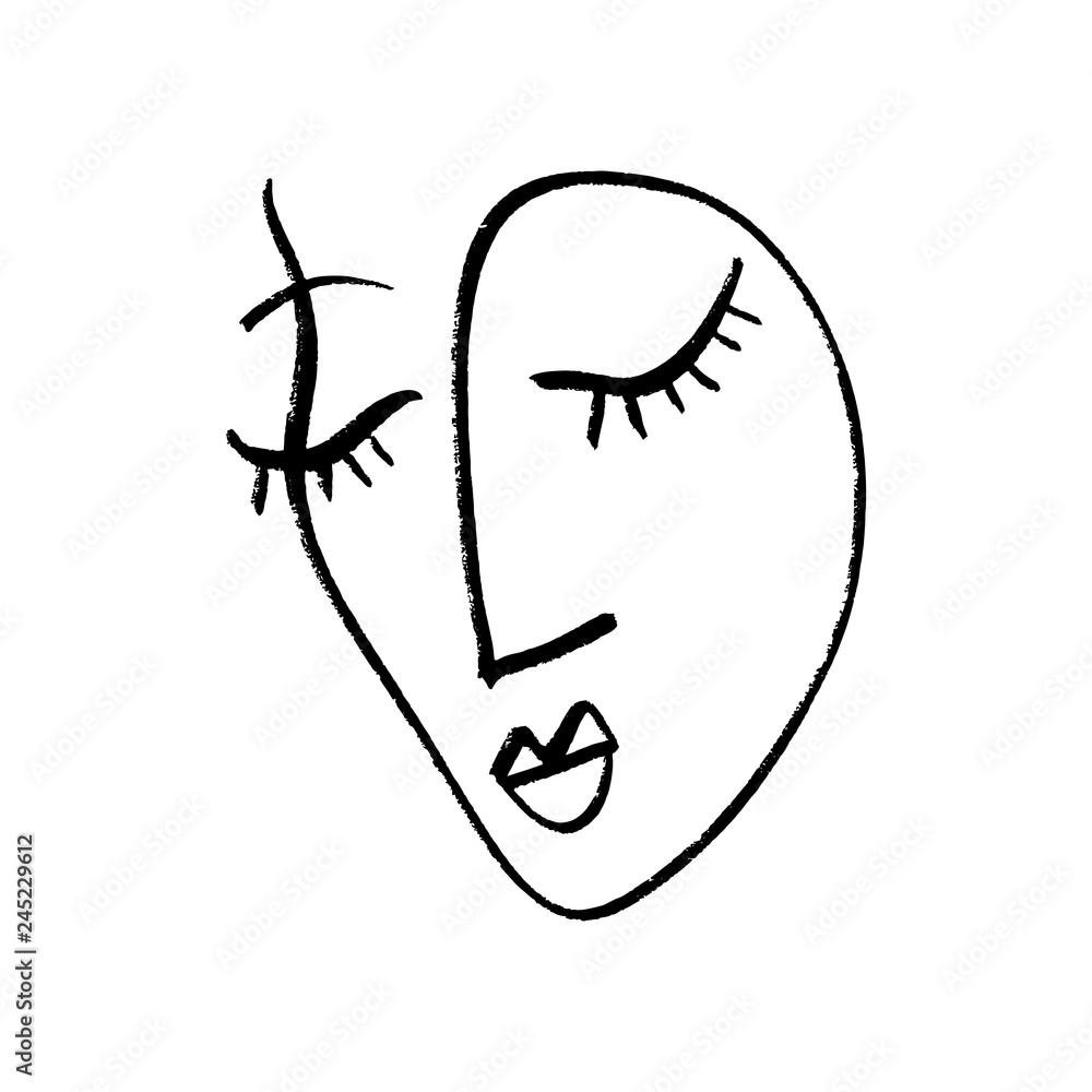 Abstract continuous one line drawing, woman face. Vector illustration. Abstract continuous one line drawing, woman face. Vector illustration.